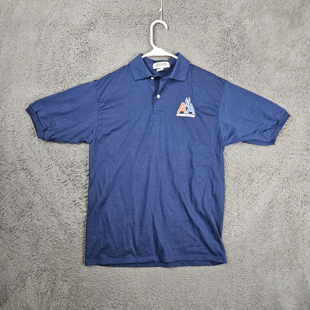 Vintage Jerzees American Airlines Polo Shirt Mens Medium Navy‎ Blue Made in USA